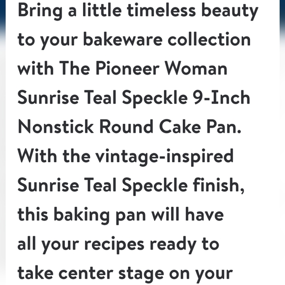 ❤️ New Pioneer Woman Sunrise Teal Speckle Round Cake Pan - Picture 2 of 6